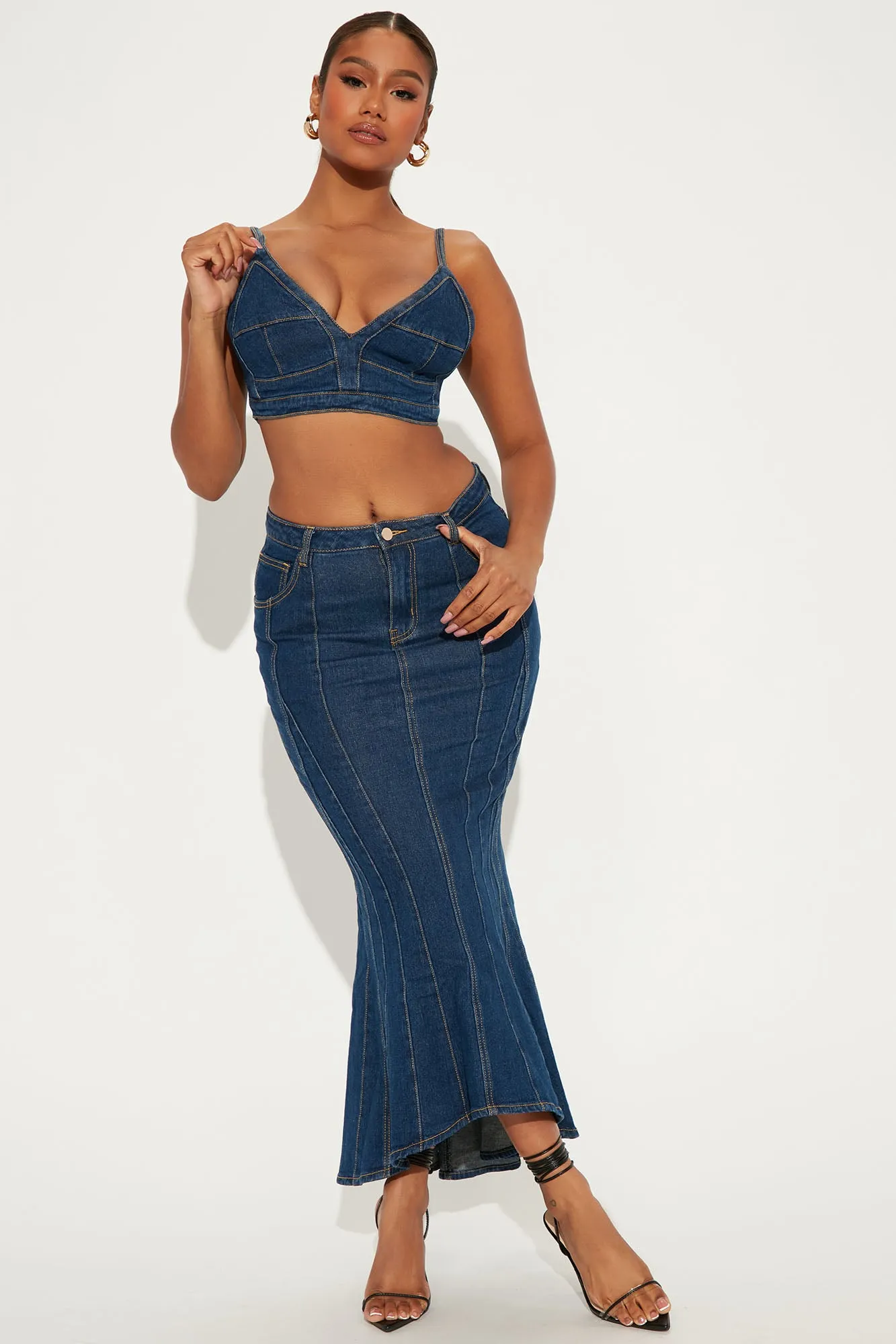 All About Me Denim Skirt Set - Denim