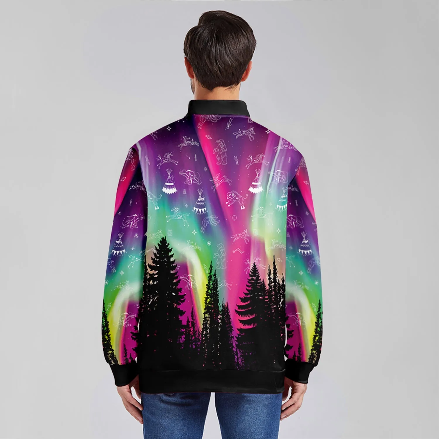 Aurora Medicine Animals 2 Zippered Collared Lightweight Jacket