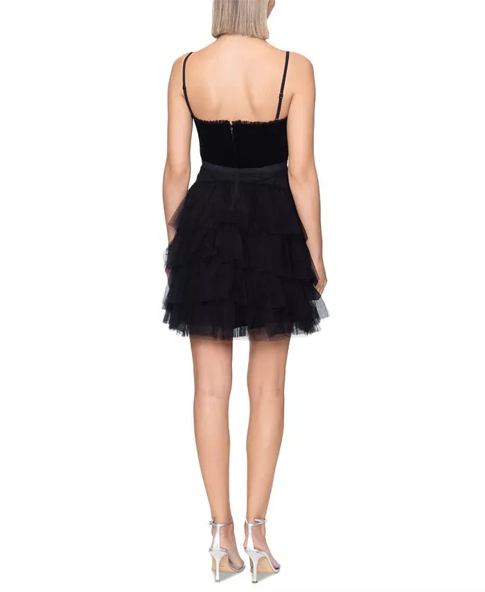 Betsy & Adam Mixed-Media Fit & Flare Dress