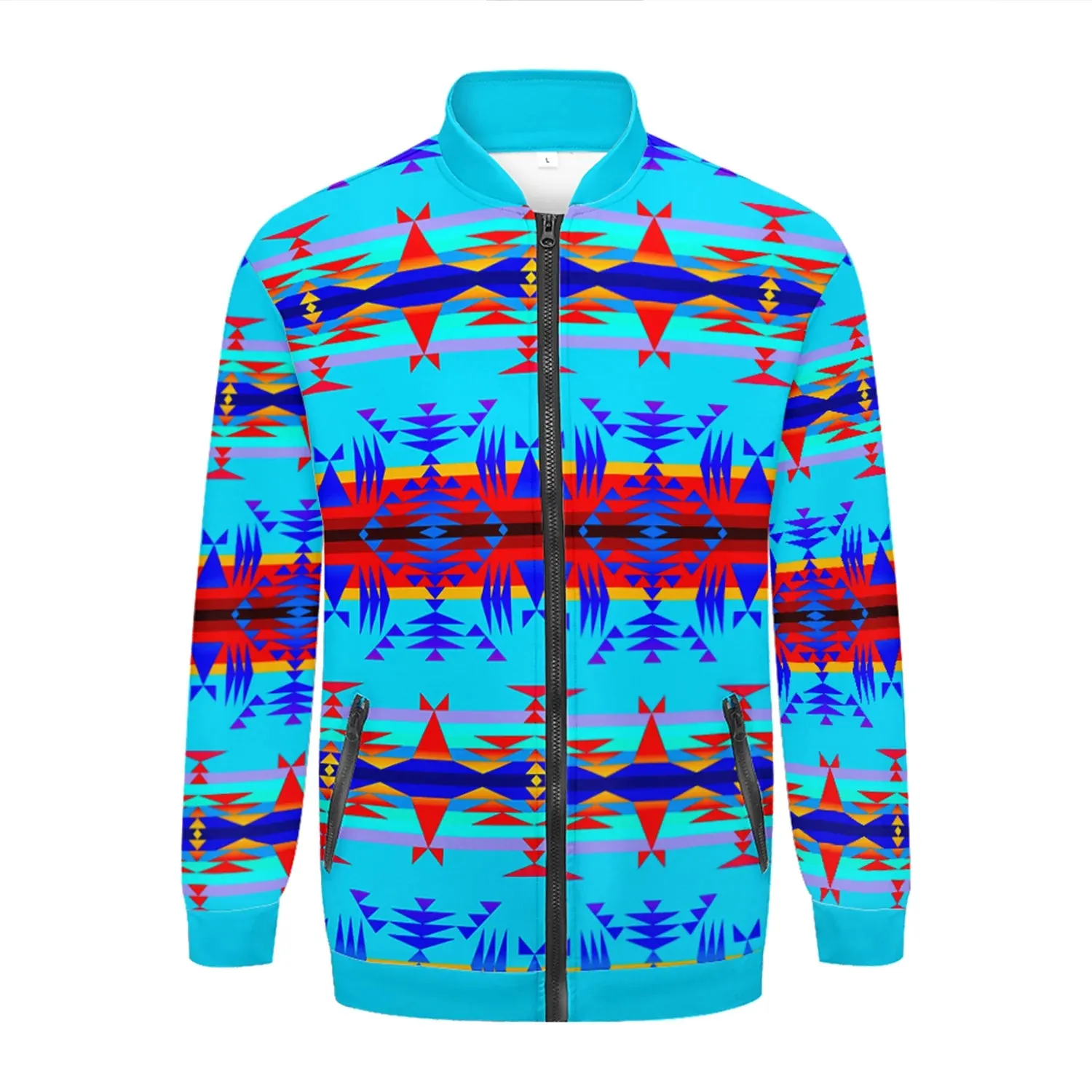Between the Mountains Blue Zippered Collared Lightweight Jacket