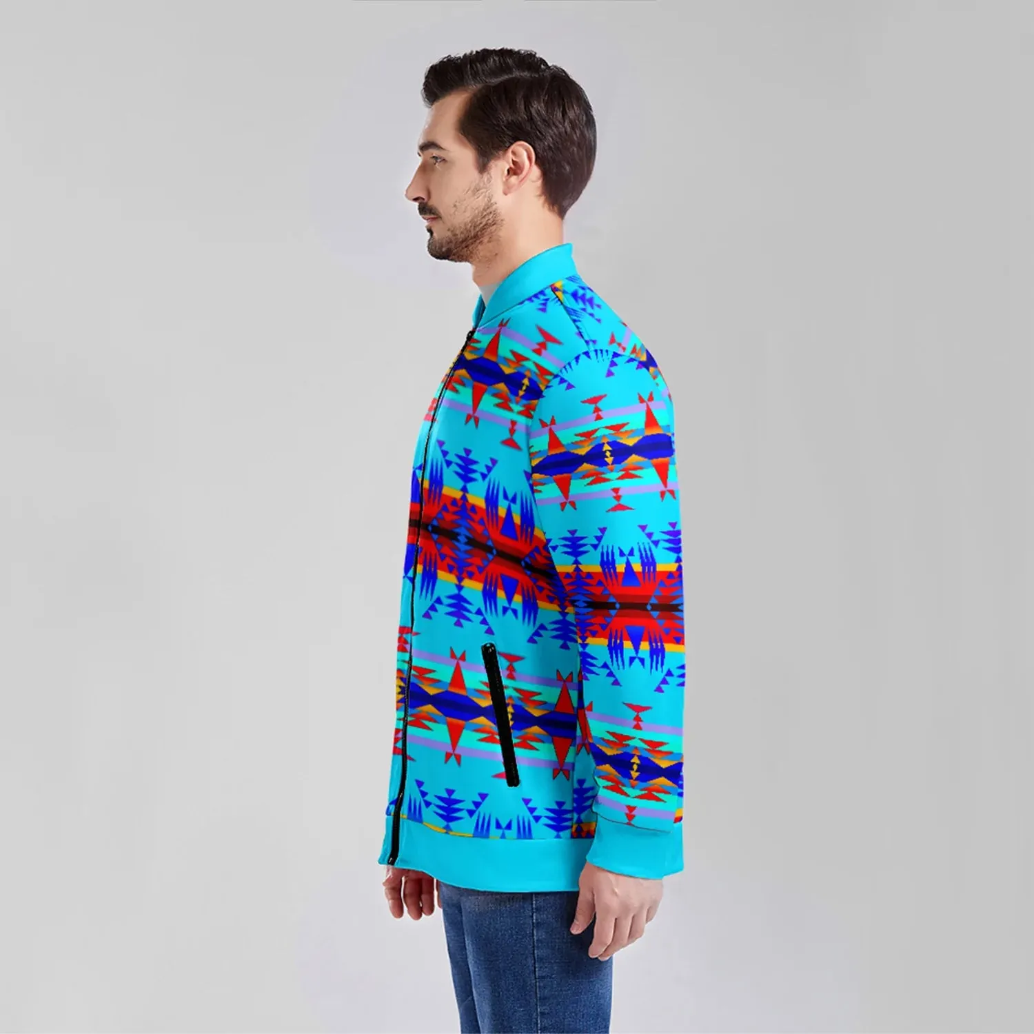 Between the Mountains Blue Zippered Collared Lightweight Jacket