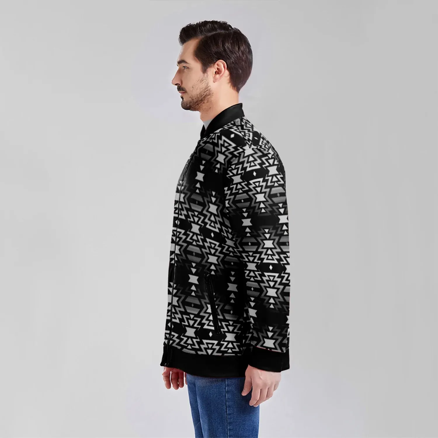 Black Fire and Gray Youth Zippered Collared Lightweight Jacket