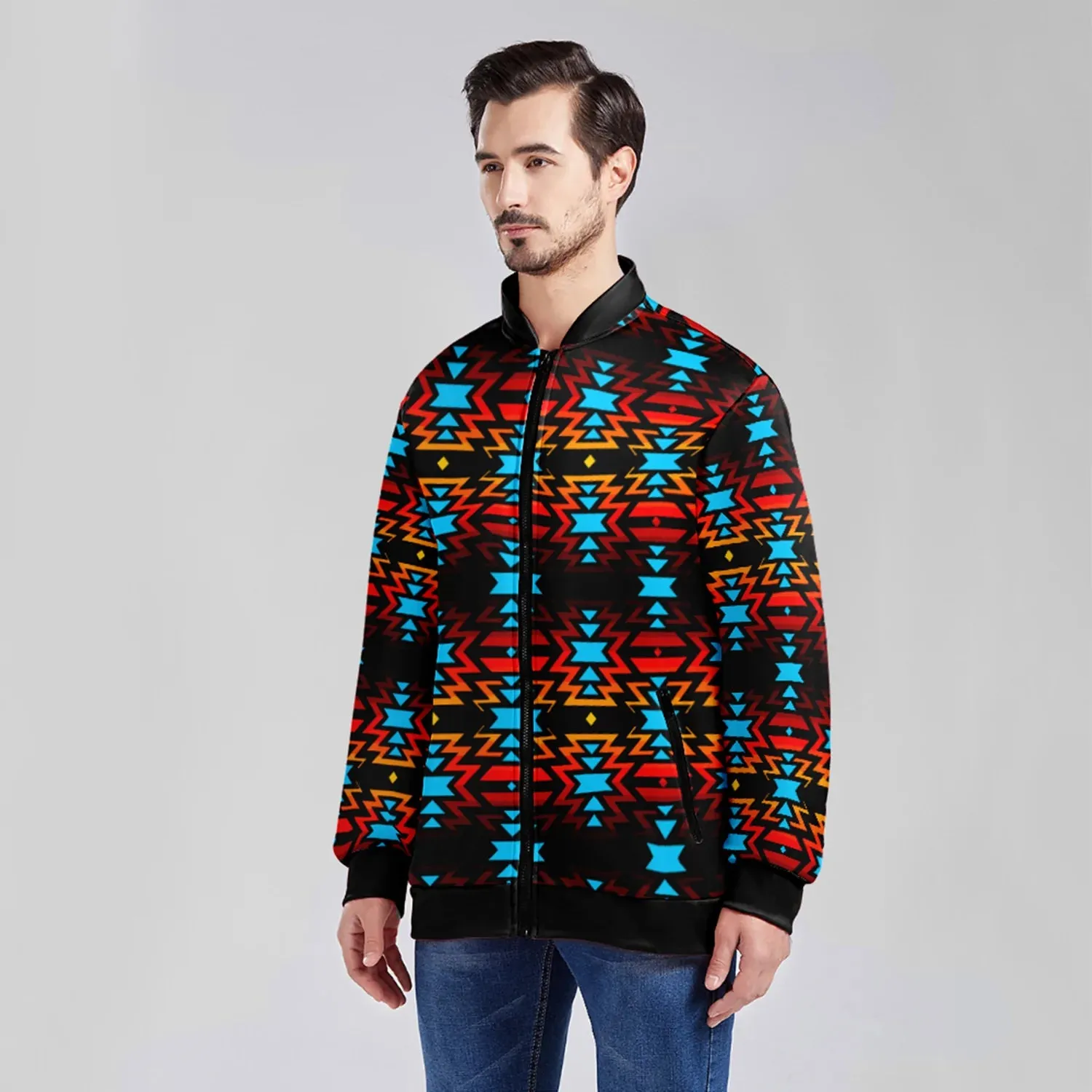 Black Fire and Sky Youth Zippered Collared Lightweight Jacket
