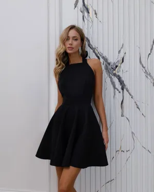Black mini dress "Bow tie back"