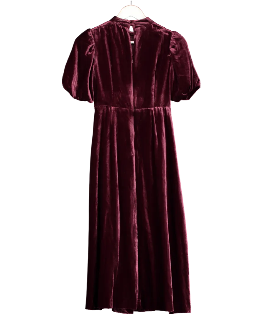Boden Red High Neck Velvet Dress In Cabernet UK 4