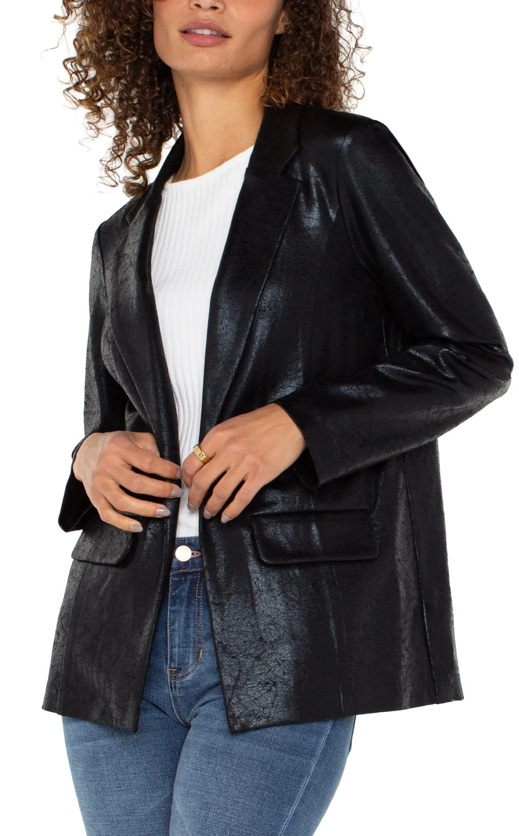 Boyfriend Blazer - Black Crackle