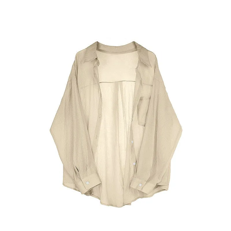 Breathable Sun Protection Shirt Women Thin Chiffon Blouse