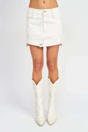 BUTTON DETAIL DENIM SKIRT