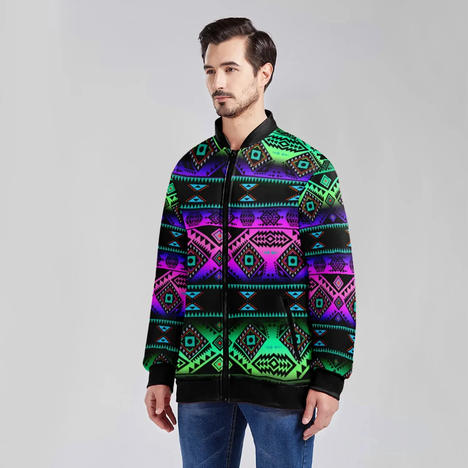 California Coast Sunrise Zippered Collared Lightweight Jacket