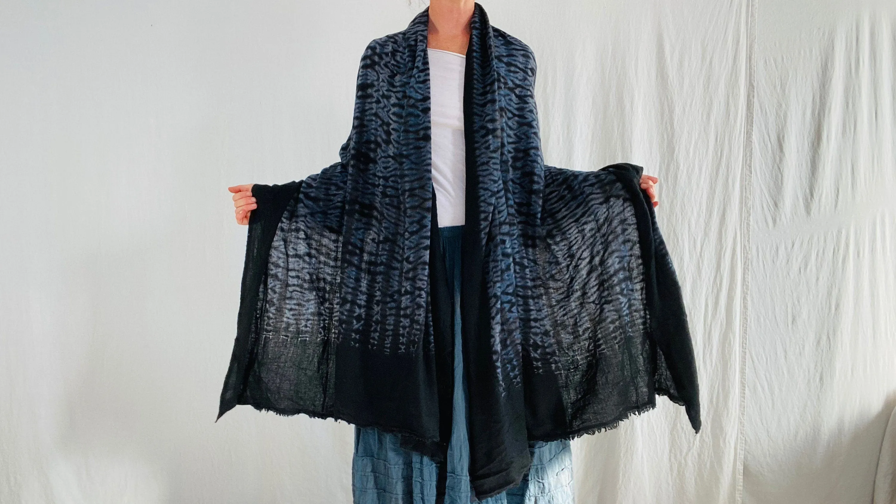 Cashmere & Wool Tie Dye Shawl, Wrap, Scarf.