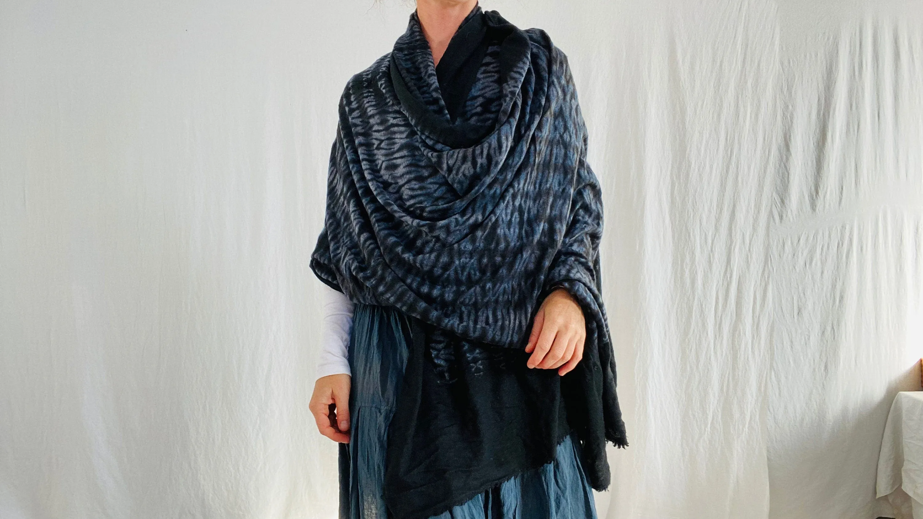 Cashmere & Wool Tie Dye Shawl, Wrap, Scarf.