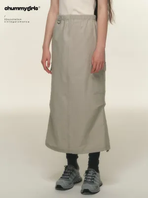 Casual Side-Pocket Natural Long-Skirt