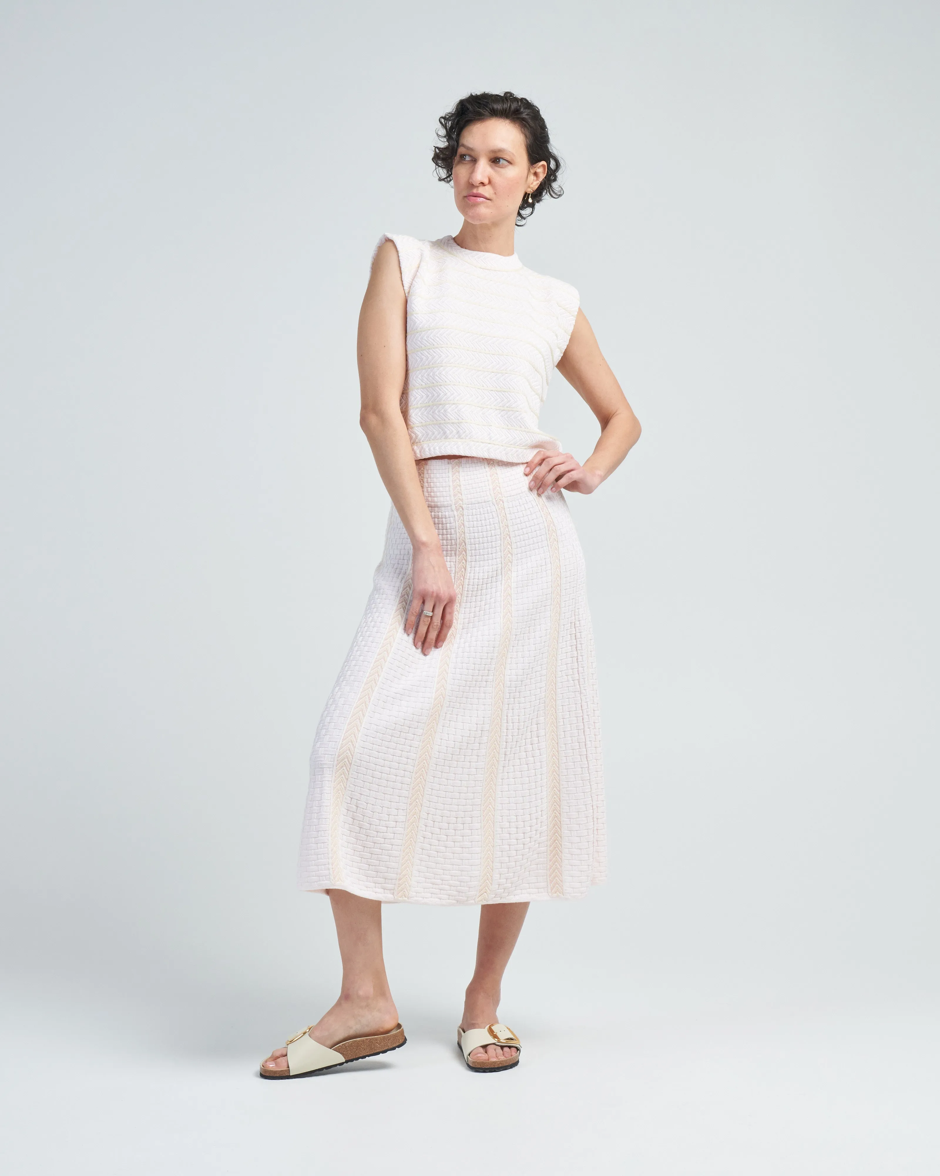 chevron knit flowing skirt