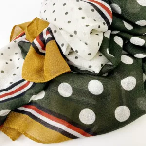 Ciara Spotted Colour Block Scarf - Khaki