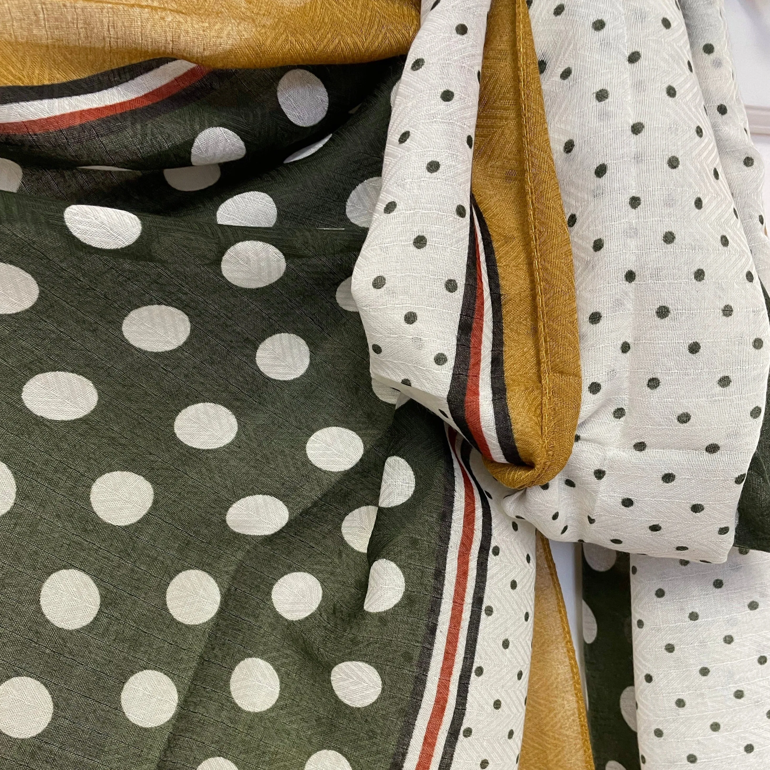 Ciara Spotted Colour Block Scarf - Khaki