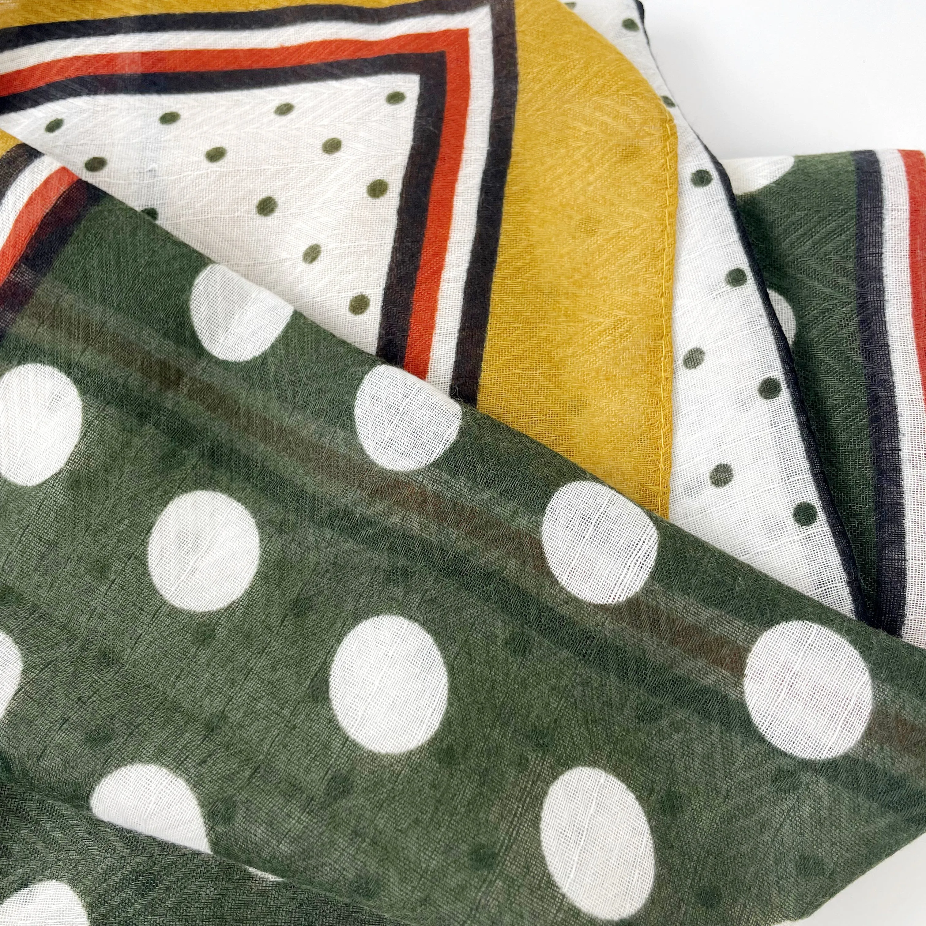 Ciara Spotted Colour Block Scarf - Khaki