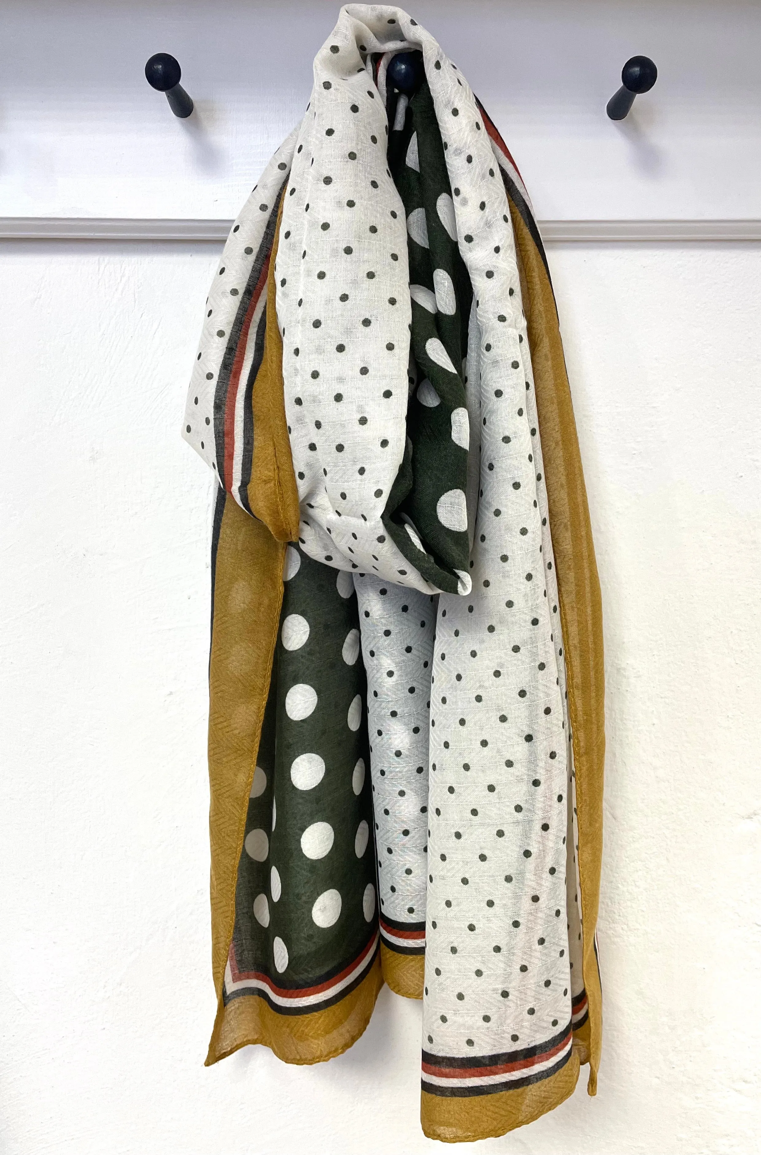 Ciara Spotted Colour Block Scarf - Khaki