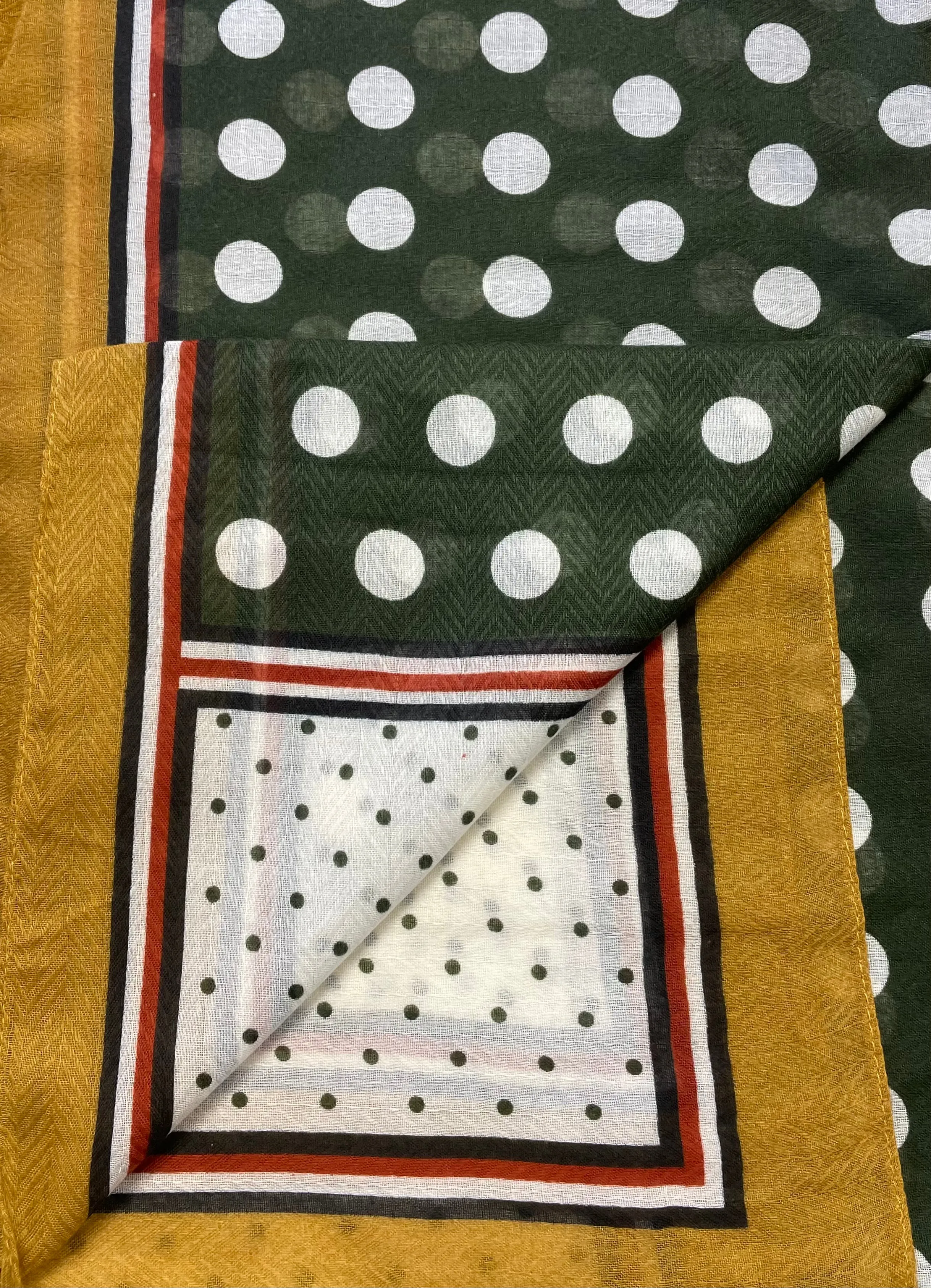 Ciara Spotted Colour Block Scarf - Khaki