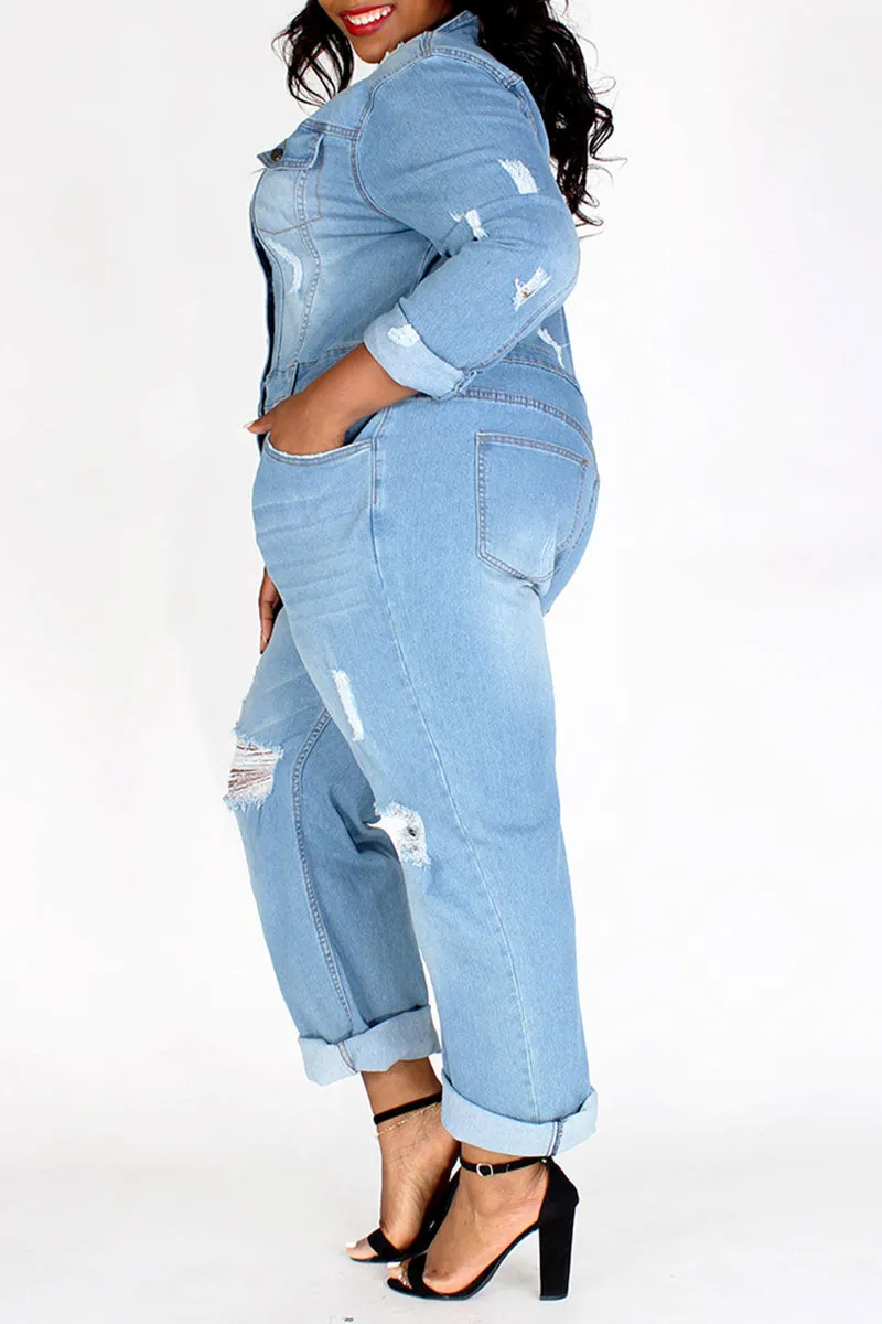 Denim Relaxed Fit Jumpsuit