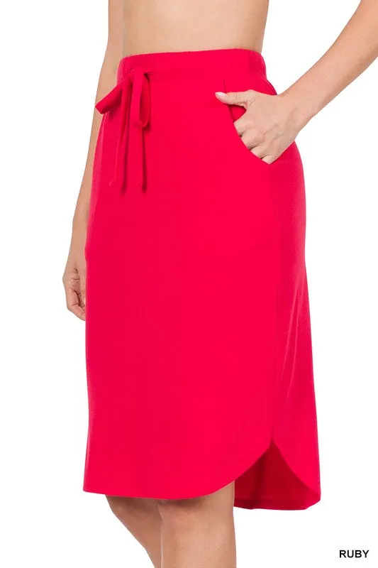 DS IO SELF TIE TULIP HEM SKIRT WITH SIDE POCKETS