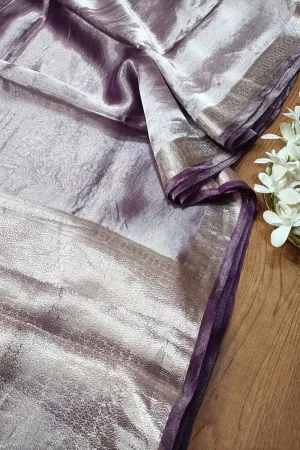 Elegant Purple Banarasi Organza Tissue Saree