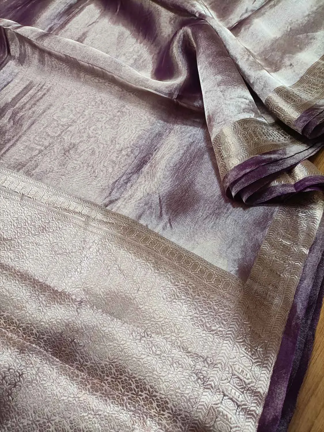 Elegant Purple Banarasi Organza Tissue Saree