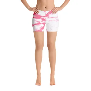 ELEVATED ESSENTIALS, SLIM AND SCULPT SHORTS PINK TIE DYE