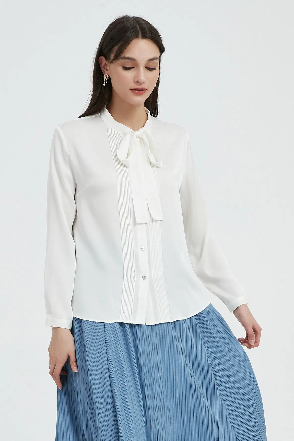 Fairleigh Washable Silk Tie Neck Blouse