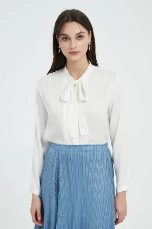Fairleigh Washable Silk Tie Neck Blouse