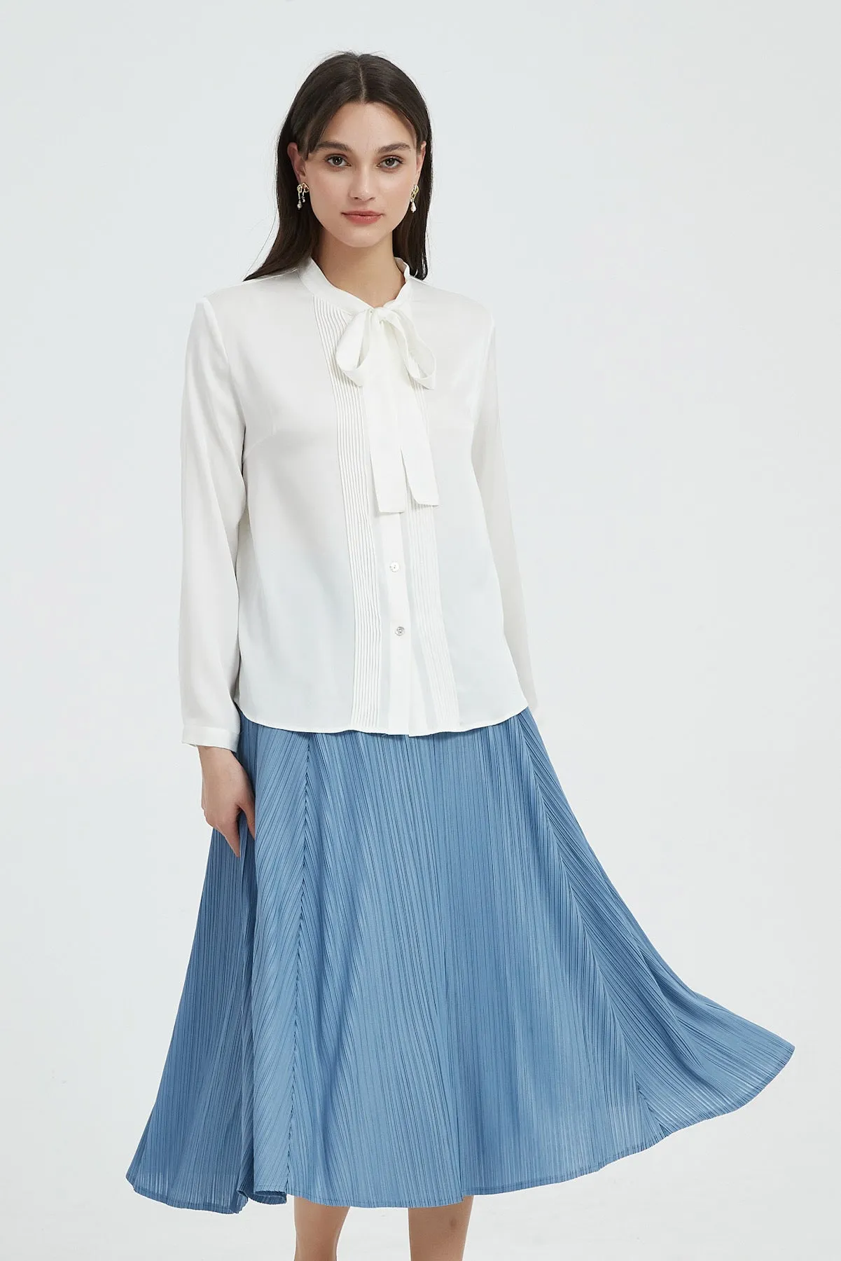 Fairleigh Washable Silk Tie Neck Blouse
