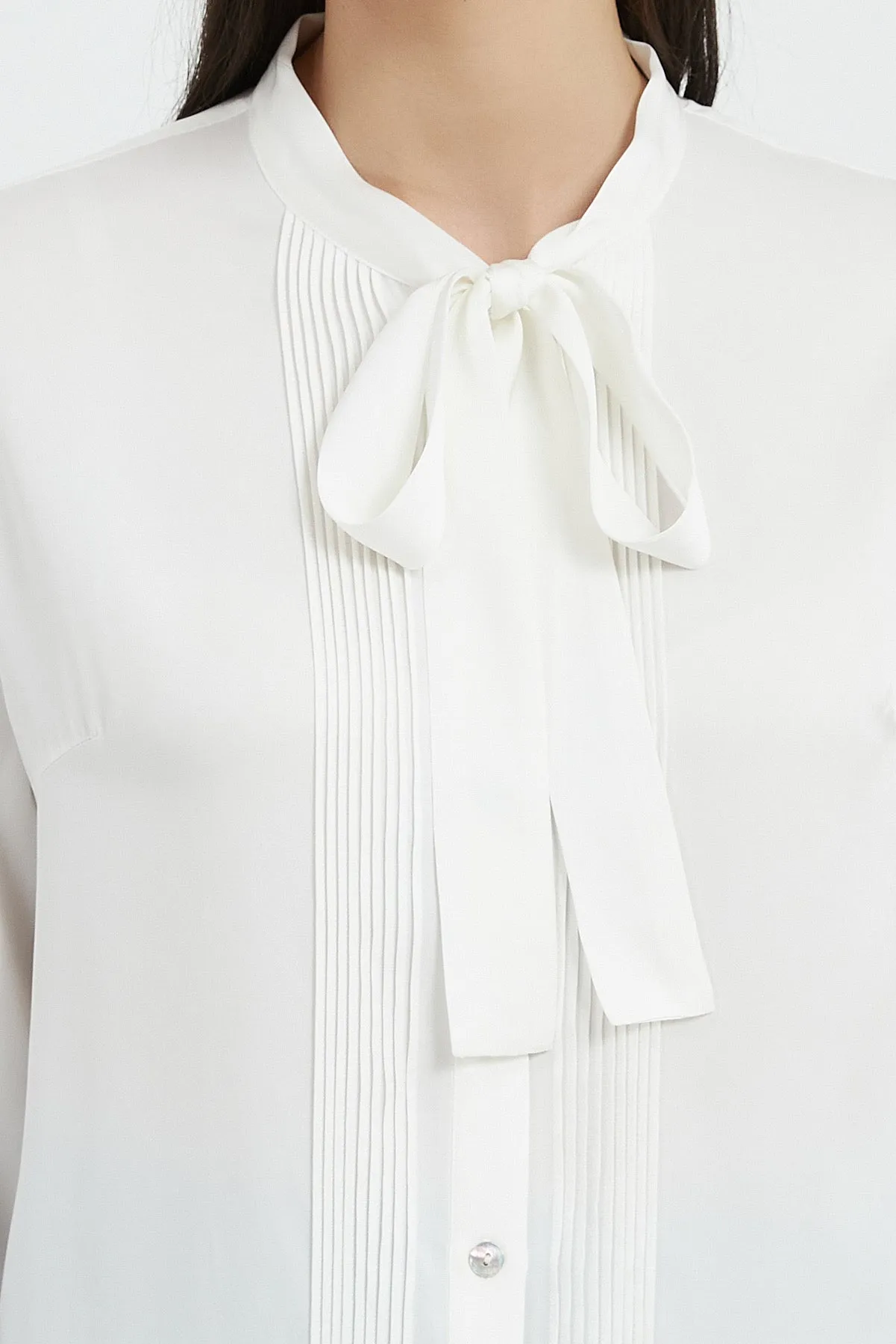 Fairleigh Washable Silk Tie Neck Blouse