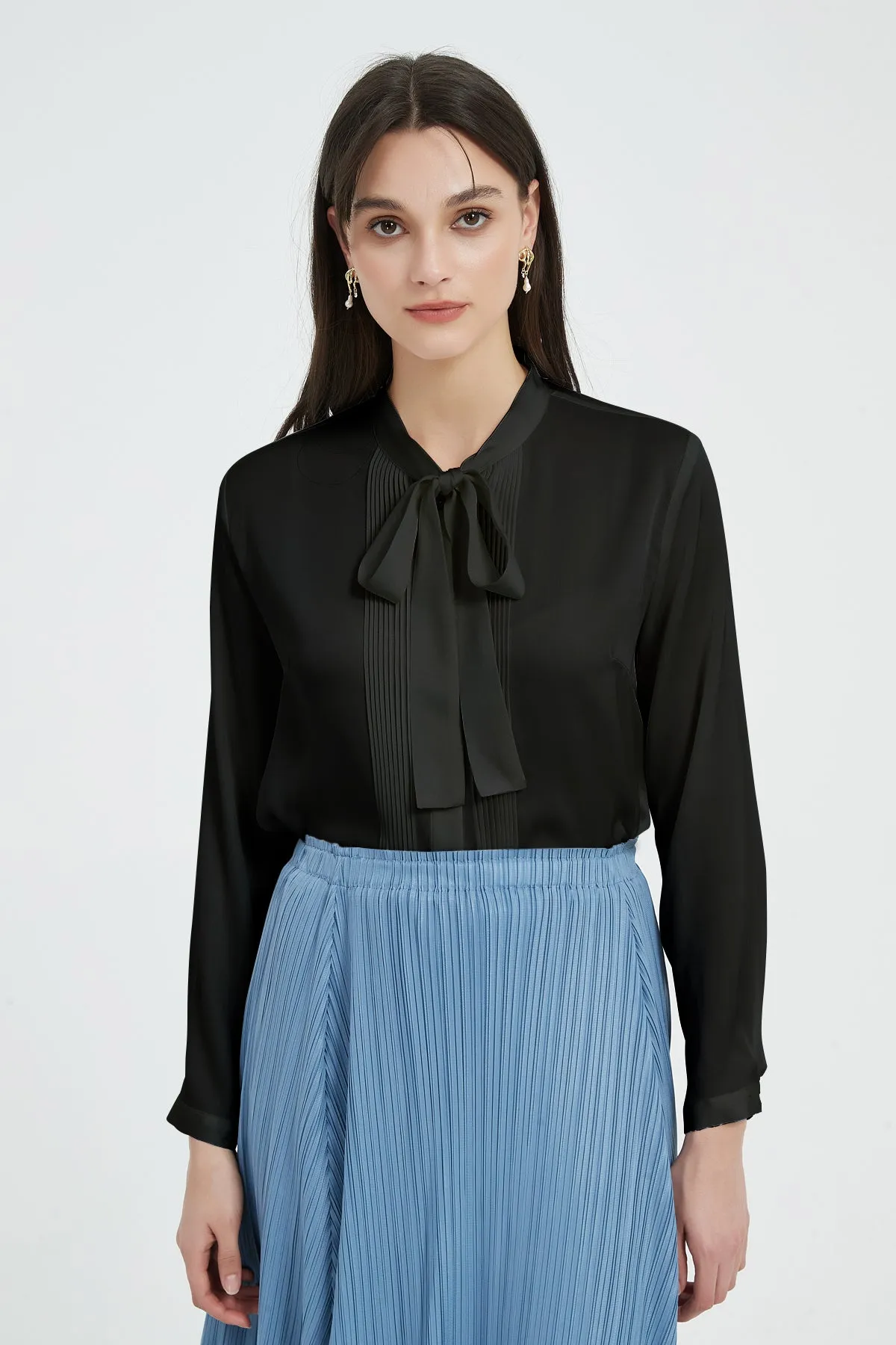 Fairleigh Washable Silk Tie Neck Blouse