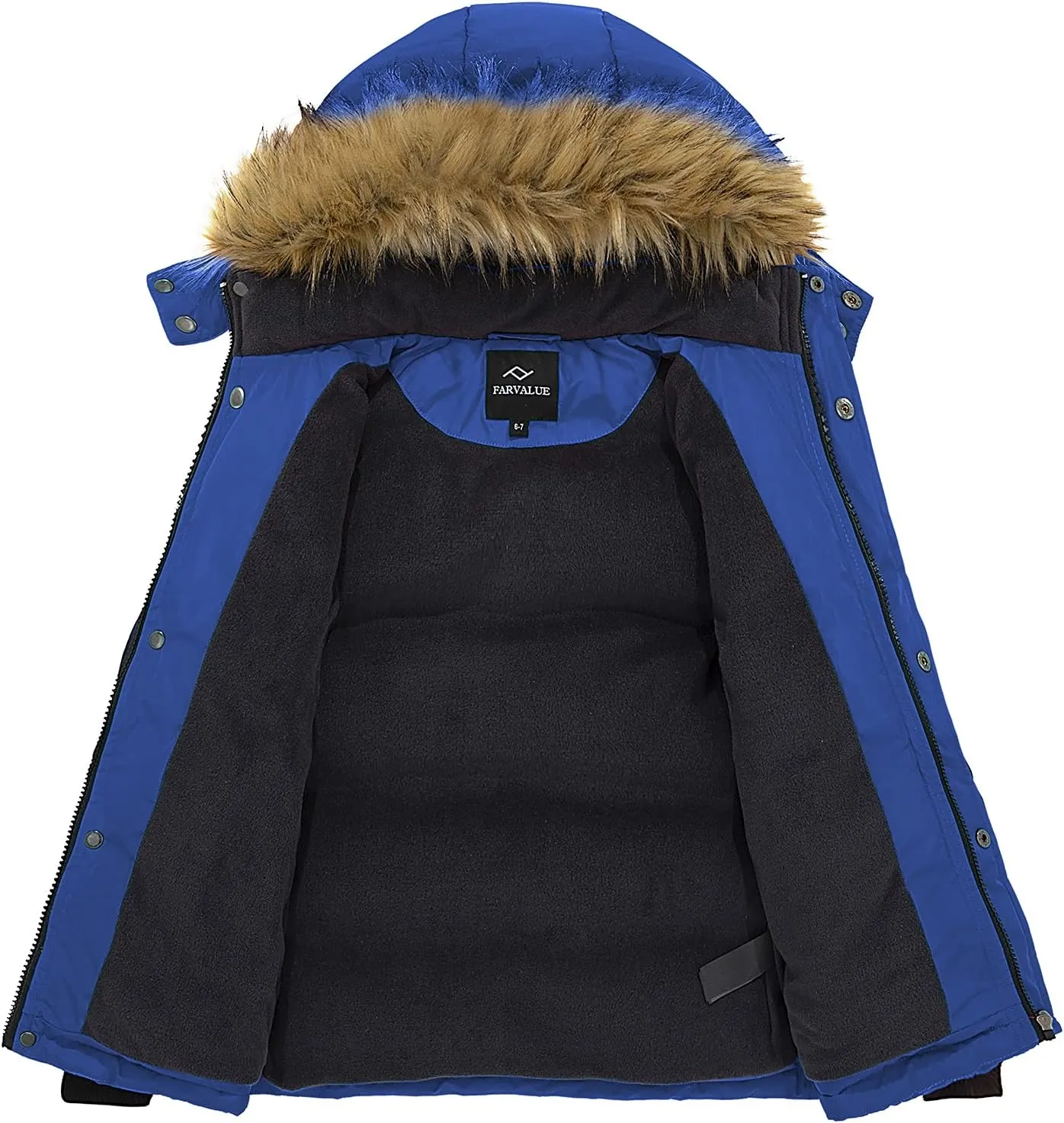 FARVALUE Boys Water Resistant Winter Coat Warm Quilted Puffer Jacket Hooded Parka Thicken Down Jacket for Boys