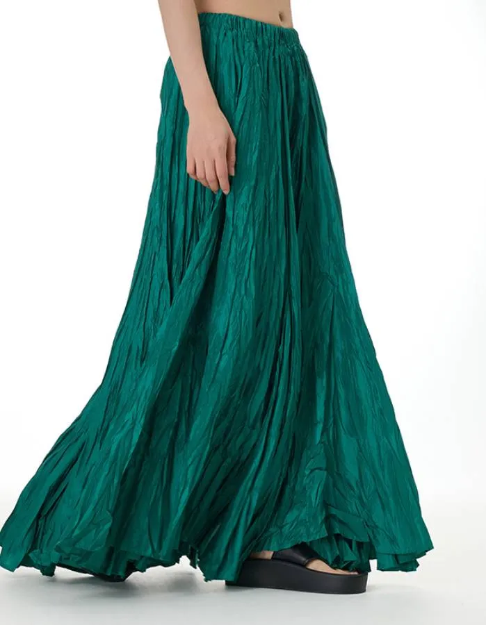 Flowing draped smocked skirt