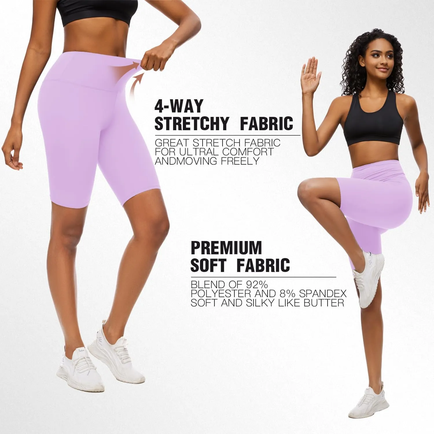 FULLSOFT 8" High Waisted Biker Shorts for Women-Tummy Control Athletic Workout Running Yoga Gym Dance Shorts