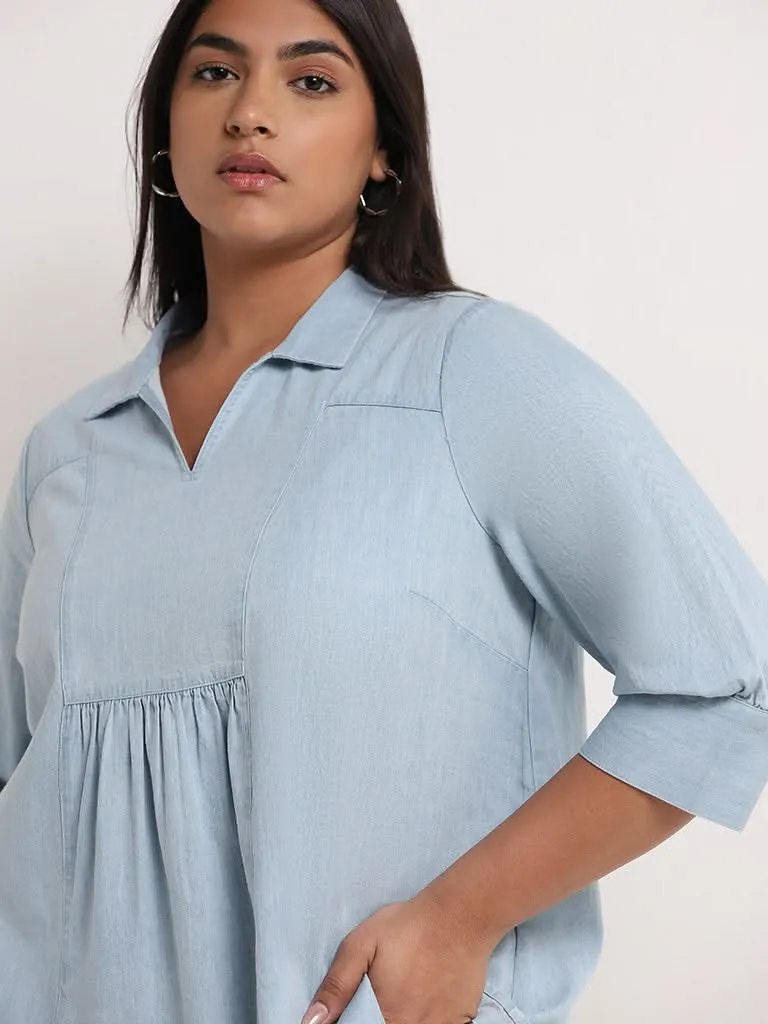 Gia Light Blue Chambray Blouse