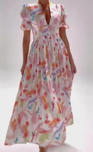 Gouache Print Elegant Dress