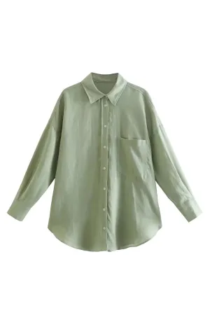 'Harriet' Solid Color Long-sleeve Shirt（6 Colors)