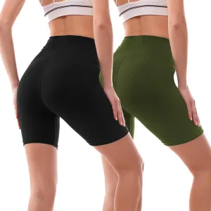 Ipletix 2 Pack Biker Shorts Women, 6" High Waisted Yoga Running Workout Spandex Shorts