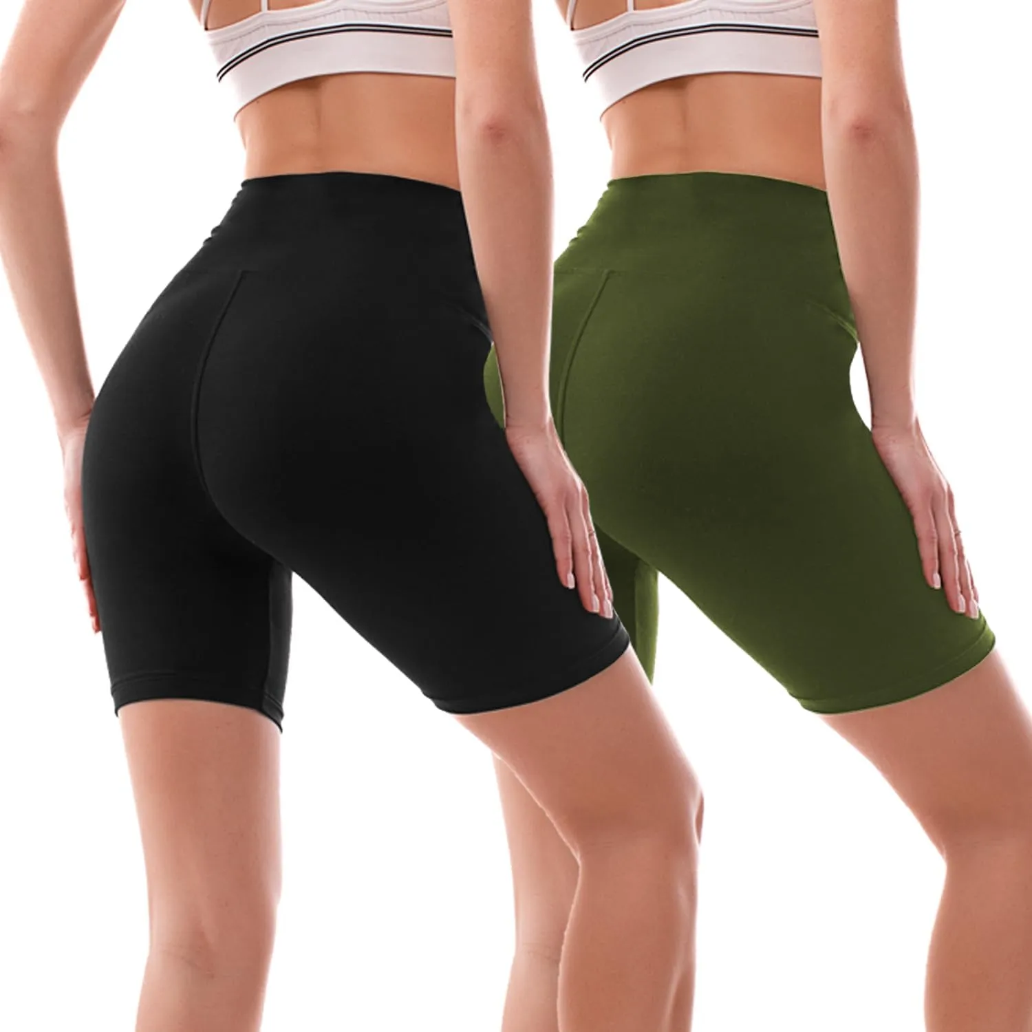 Ipletix 2 Pack Biker Shorts Women, 6" High Waisted Yoga Running Workout Spandex Shorts