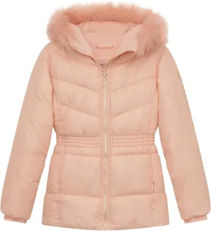 Juicy Couture Girls Coat, Faux Fur Hooded Winter Jacket, Warm Padded Parka Hoodie, Kids Heavyweight Winter Coat