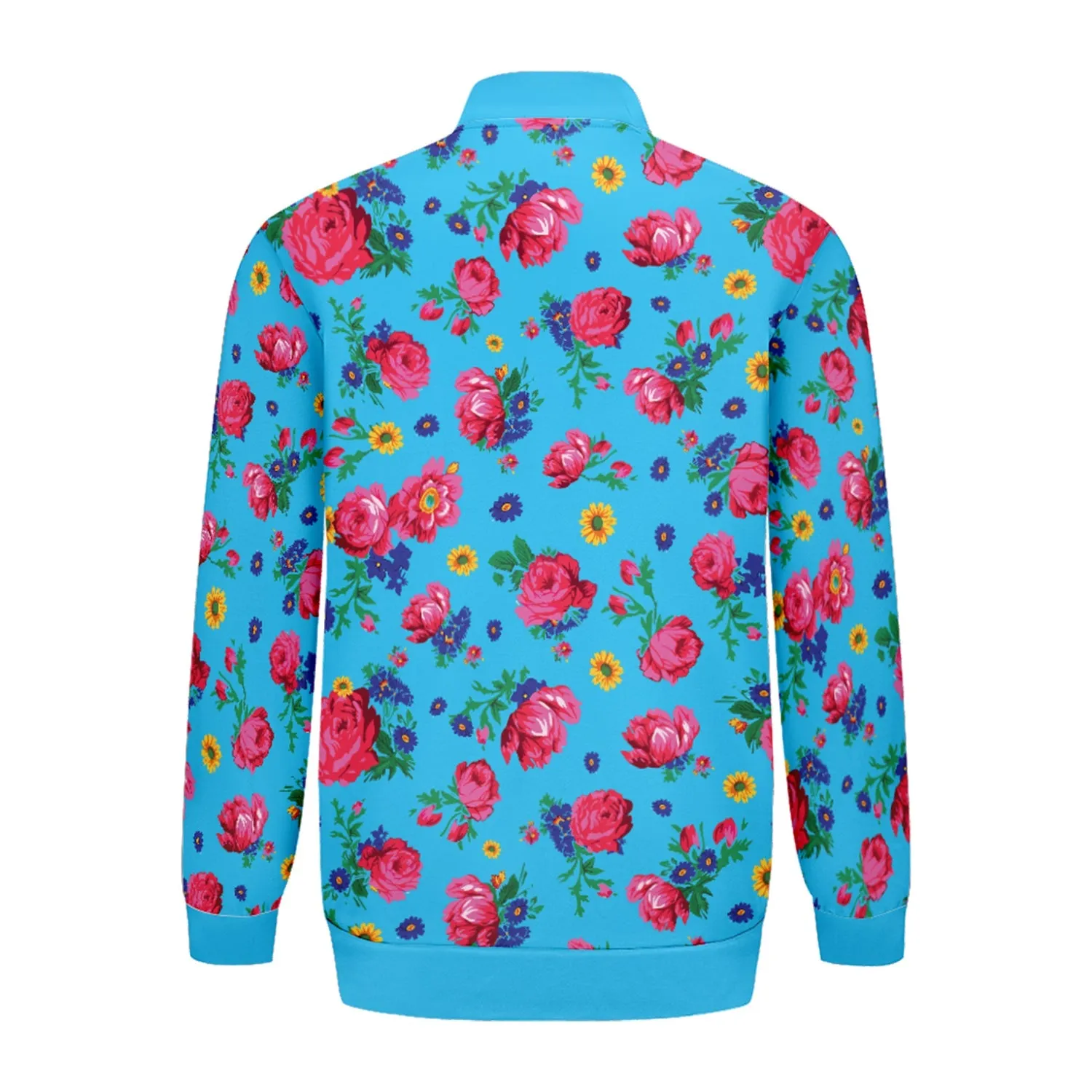 Kokum Ceremony Blue Zippered Collared Lightweight Jacket