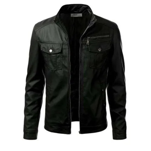 Men Faux Leather Jacket MOD