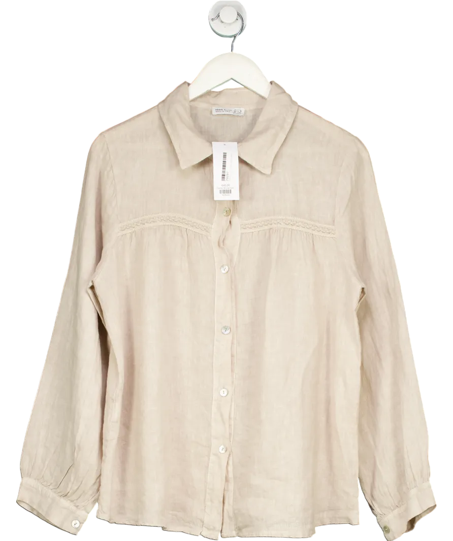 No1 George Street Beige Carmen Linen Blouse UK S/M