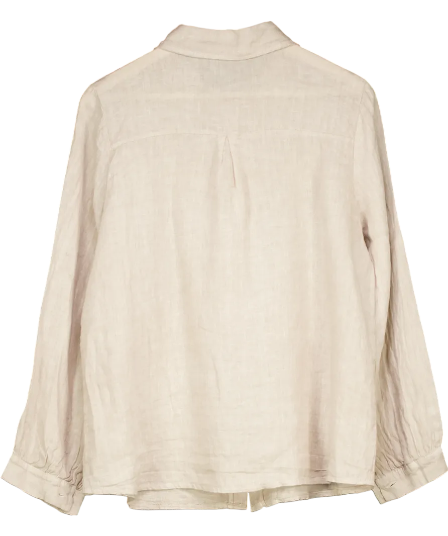 No1 George Street Beige Carmen Linen Blouse UK S/M