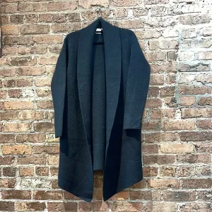 Oversized Open Front Long Coat Black