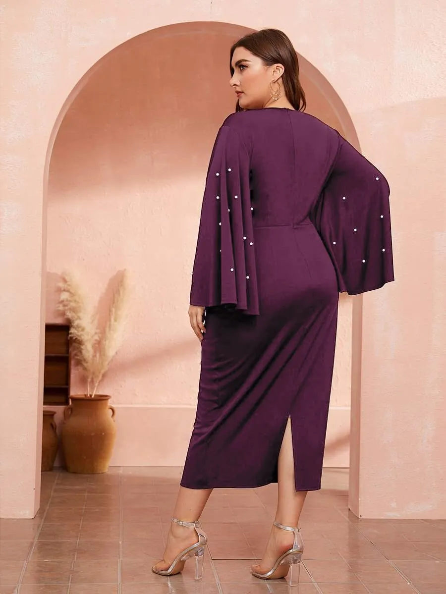 Pearls Flounce Sleeve Dress