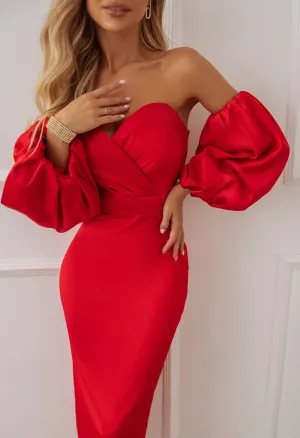 Red midi dress "Crystal V"