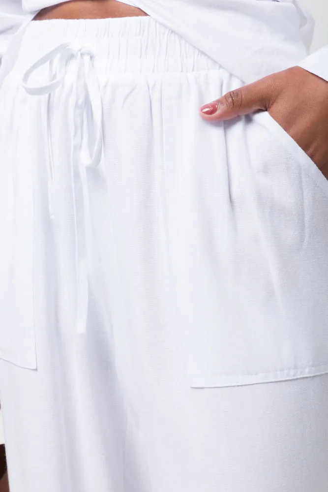 Relaxed Pull On Pants White