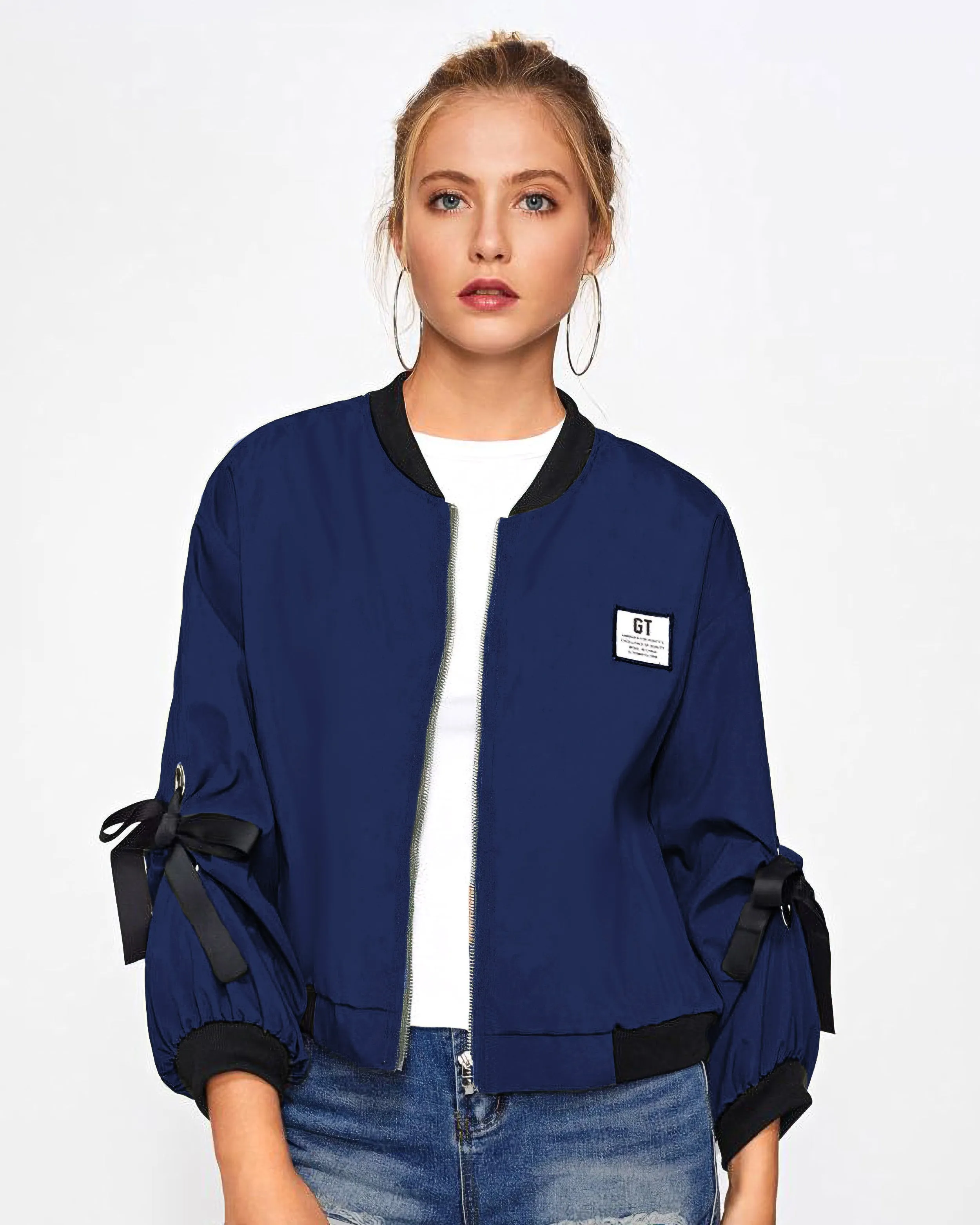 Ribbon Tie Bomber Jacket